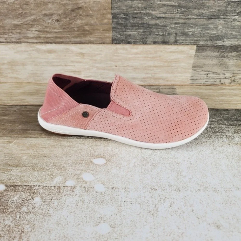 Spenco Siesta Womens Shoe Sz 6.5 W Fuchsia Rose Pink White Suede Slip On Sneaker
